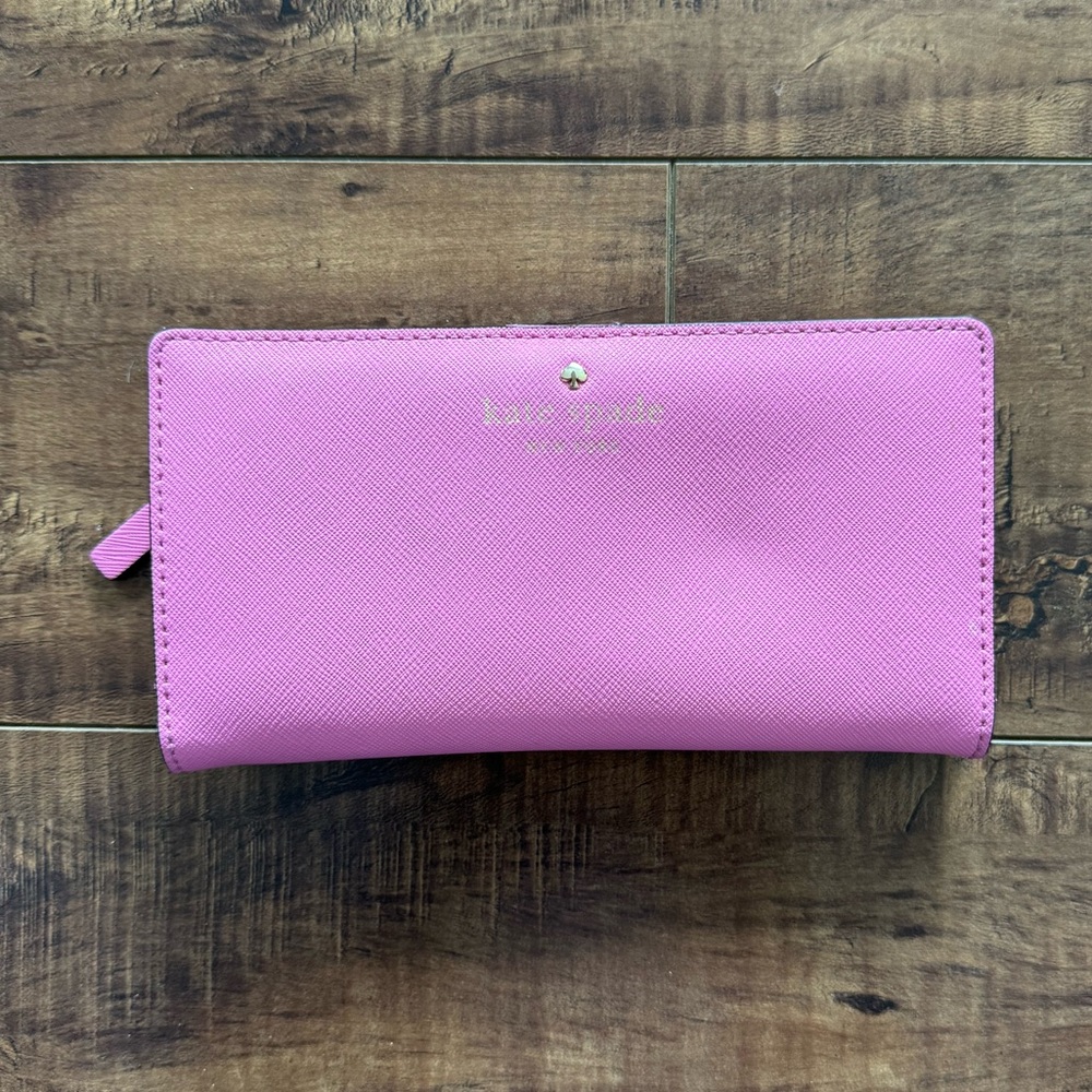 Kate Spade Peony slim bifold leather wallet